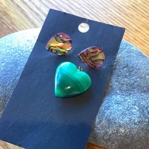 Abalone & heart Malachite set
